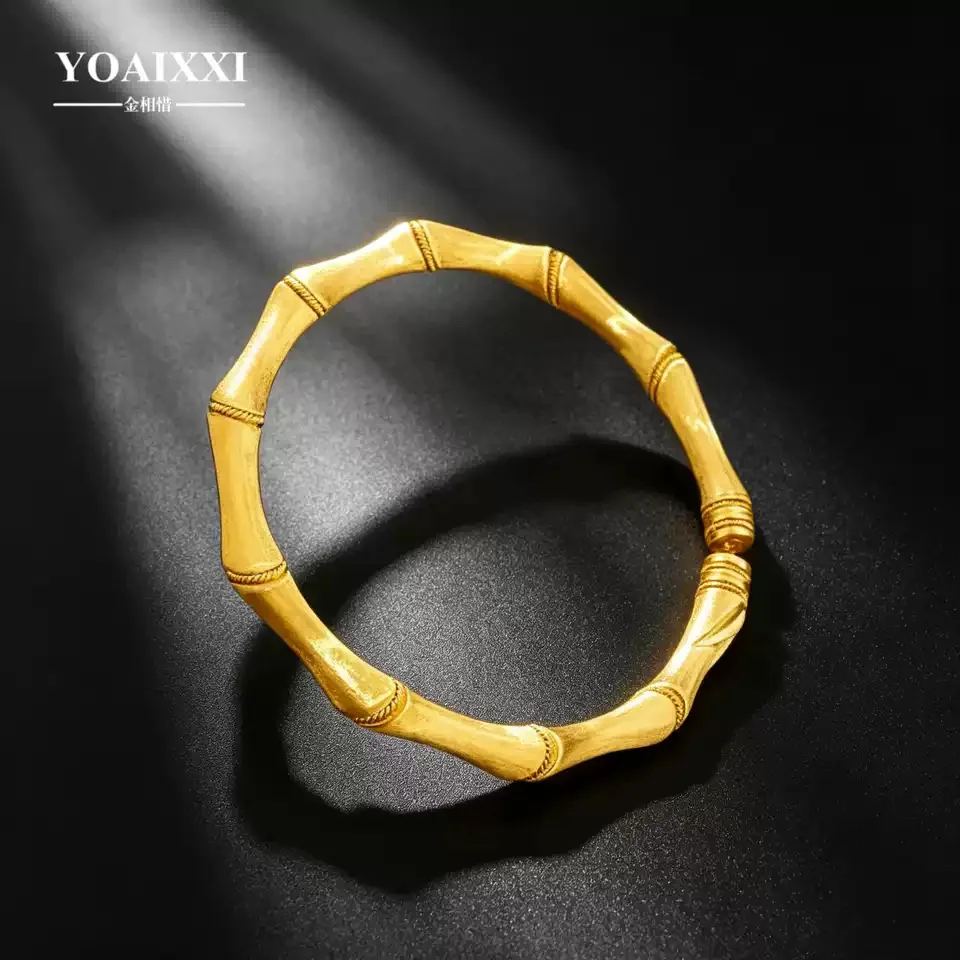 金相惜 金相惜古法金半空心开口手镯古风竹韵节节高升竹节手镯 · 古法黄金